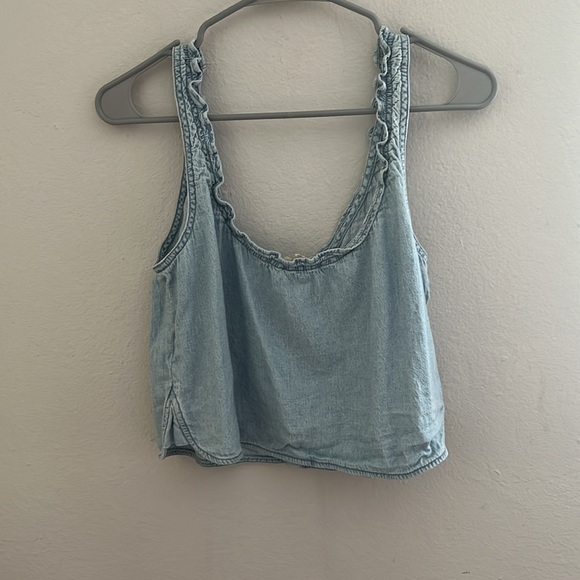 Madewell Denim Ruffle crop top size M - Picture 4 of 6